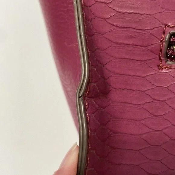 Nicole Miller Dark Pink Faux Snakeskin Bag - Picture 10 of 10